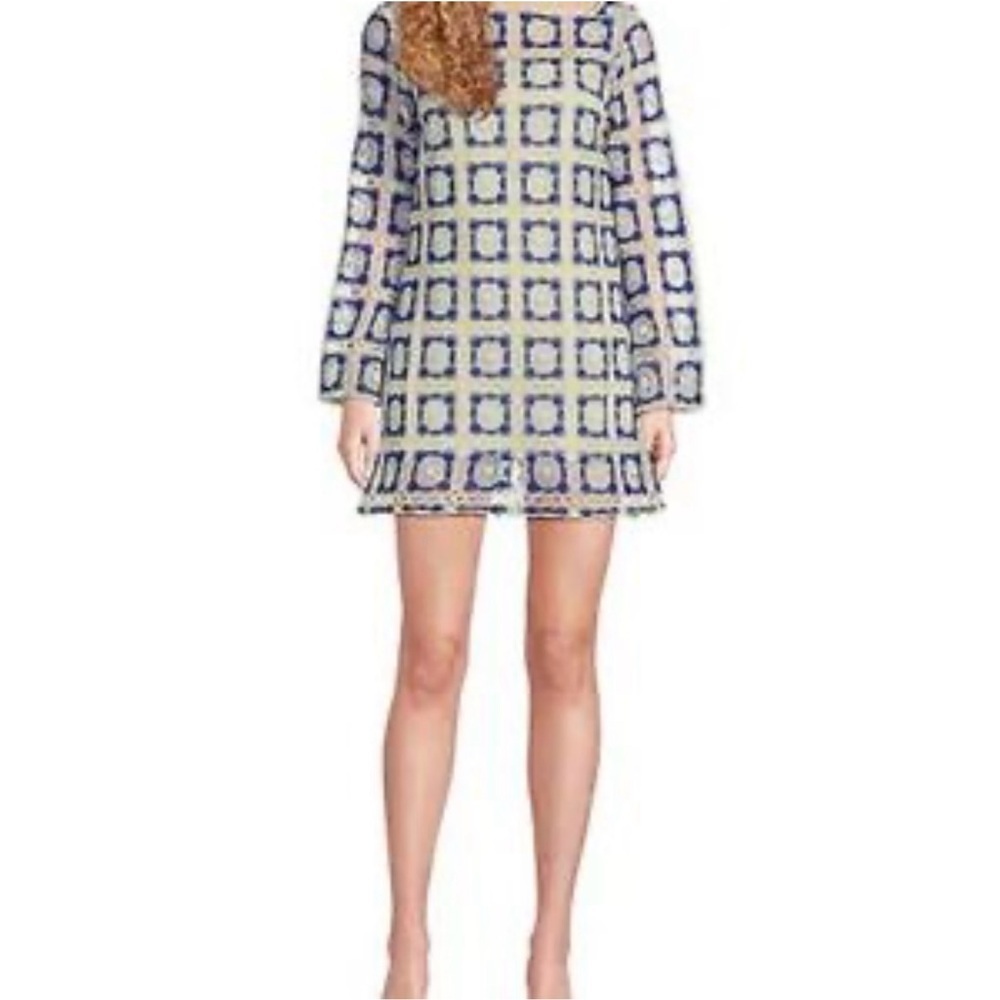 Chelsea & Violet Blue and White Geometric Mini Dress